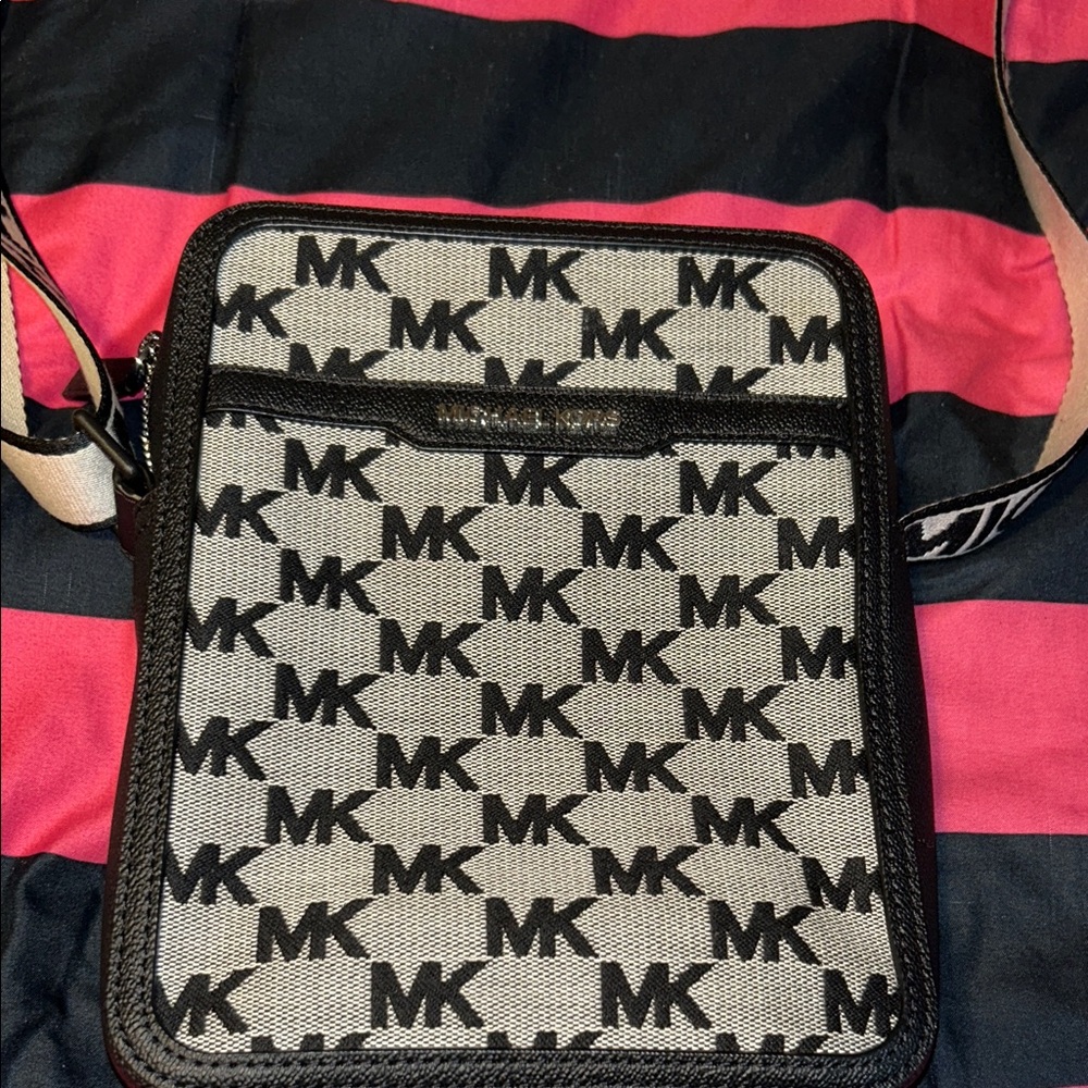 Michael Kors Monogram Black and Gray Messenger Bag